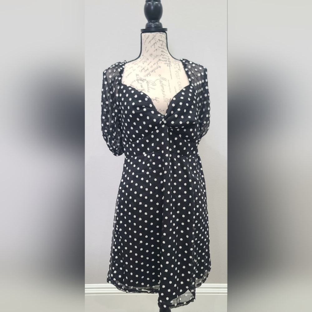Selfie Leslie Black Dress with White Polka Dots